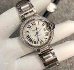 Copy Cartier Ballon Bleu De 33mm White Face Diamond Watch